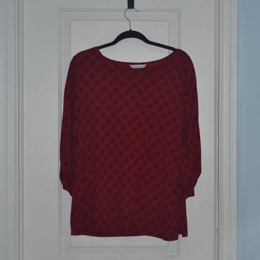 Pre owned Liz Claiborne red top with geometric pattern size XL